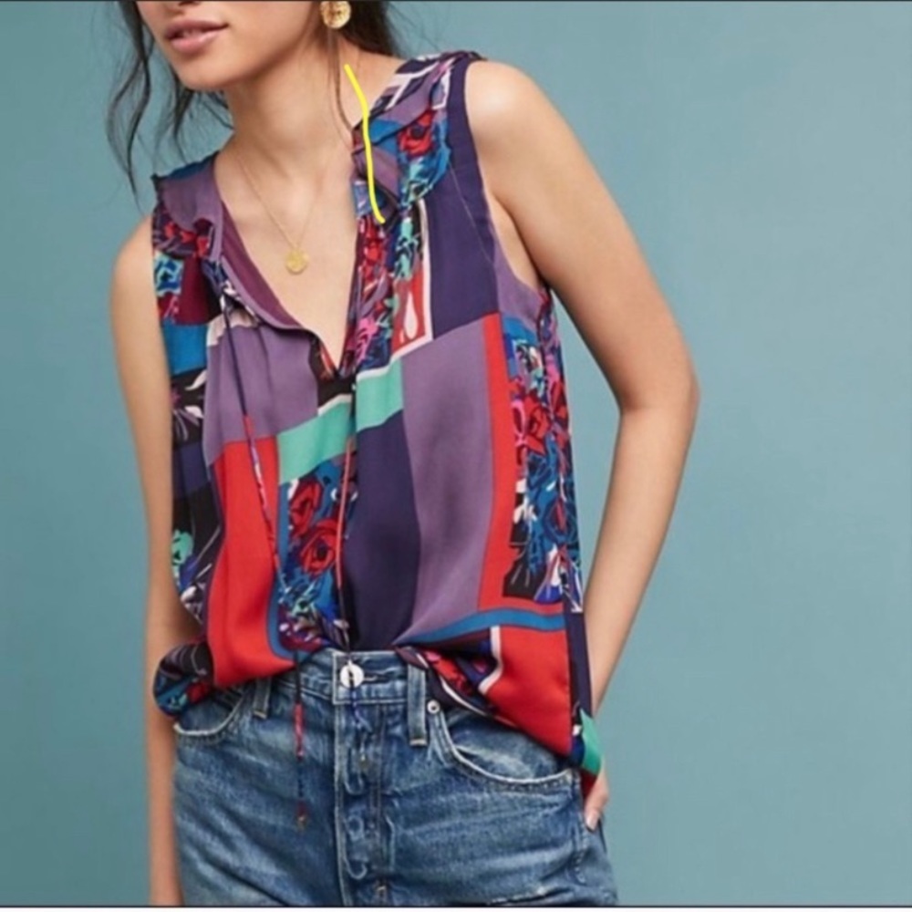 Maeve • Anthro Anderson floral patchwork tank XS